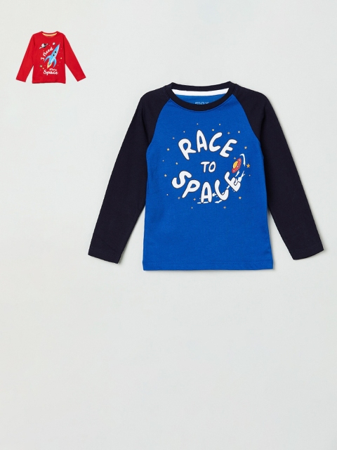 

max Boys Pack of 2 Printed T-shirts, Blue