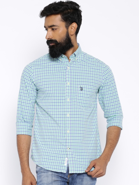 

U.S. Polo Assn. Navy & Green Checked Tailored Fit Casual Shirt, Navy blue