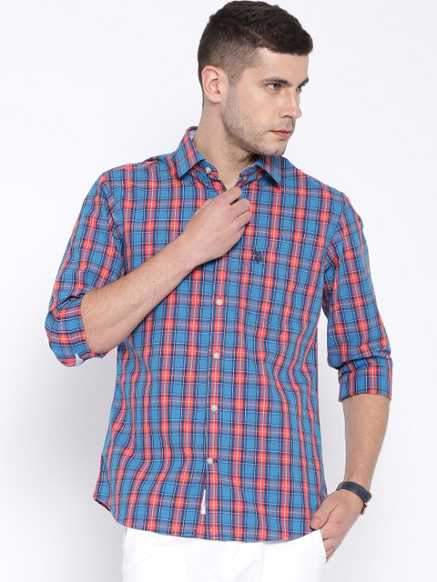 

U.S. Polo Assn. Blue Checked Tailored Fit Casual Shirt