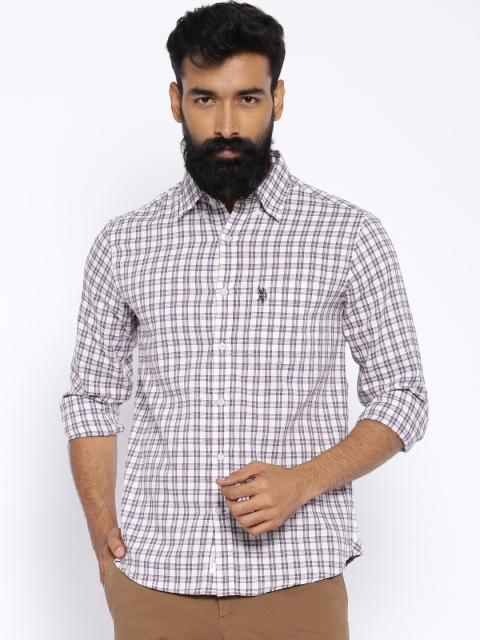 

U.S. Polo Assn. Off-White Checked Tailored Fit Casual Shirt