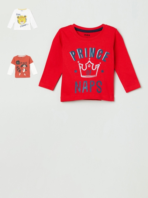 

max Boys Pack of 3 Printed T-shirts, Orange
