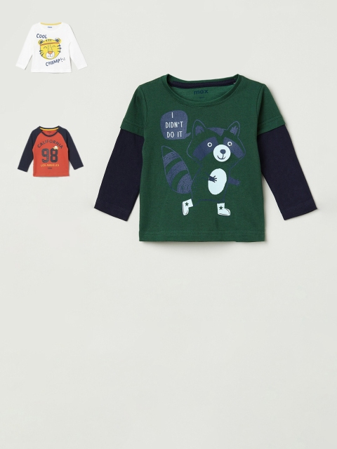 

max Infant Boys Multicoloured Pack of 3 Printed T-shirt, Multi