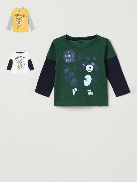 

max Boys Pack of 3 Printed T-shirts, Green
