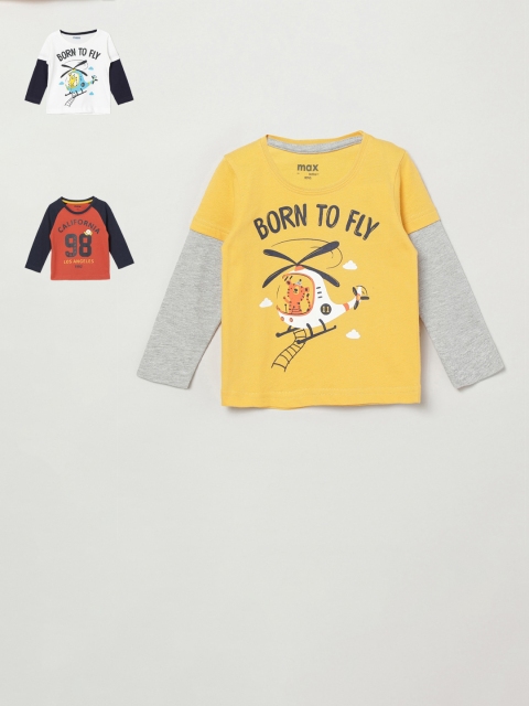 

max Boys Orange Colourblocked Round Neck T-shirt