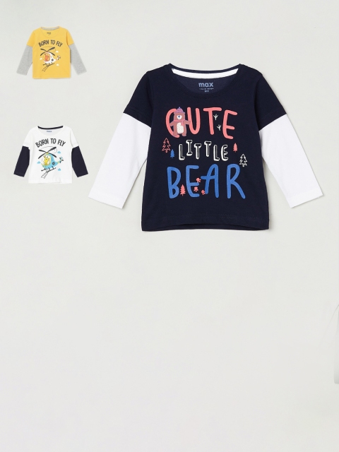 

max Infant Boys Multicoloured Pack of 3 Printed T-shirt, Multi