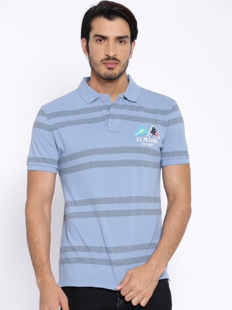 

U.S. Polo Assn. Denim Co. Blue Striped Polo T-shirt