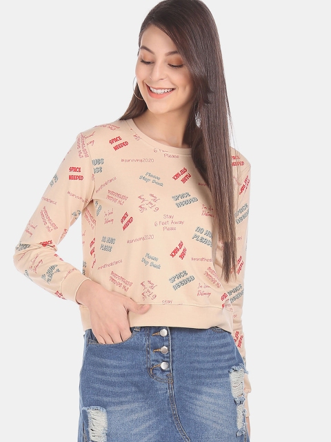 

Sugr Women Beige Printed Sweatshirt