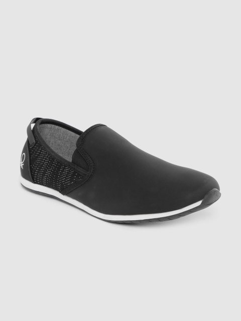 

United Colors of Benetton Men Black Solid Slip-Ons