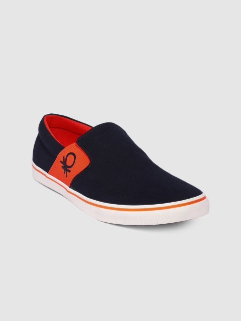 

United Colors of Benetton Men Navy Blue Slip-On Sneakers