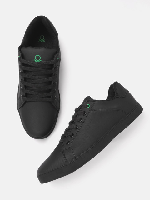 

United Colors of Benetton Men Black Perforated Sneakers