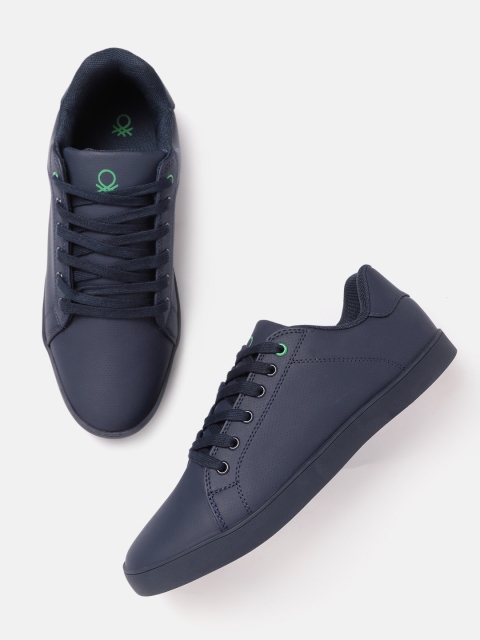 

United Colors of Benetton Men Navy Blue Perforated Sneakers