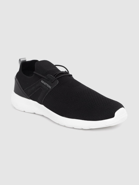 

United Colors of Benetton Men Black Woven Design Sneakers