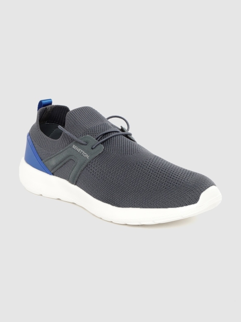 

United Colors of Benetton Men Grey Woven Design Sneakers