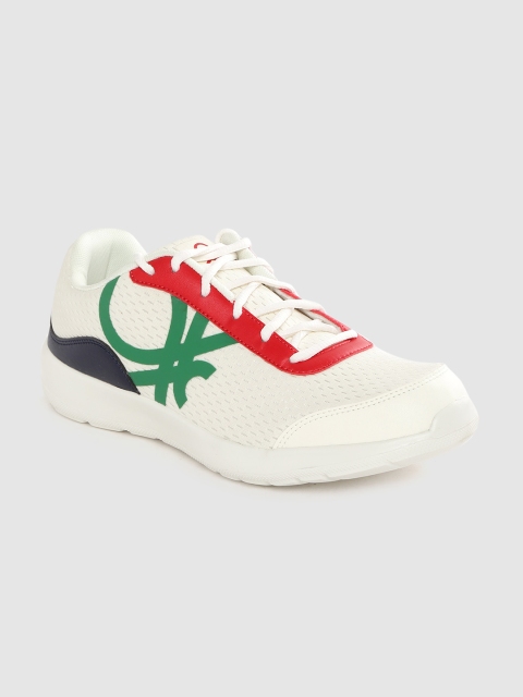 

United Colors of Benetton Men White & Green Printed Sneakers