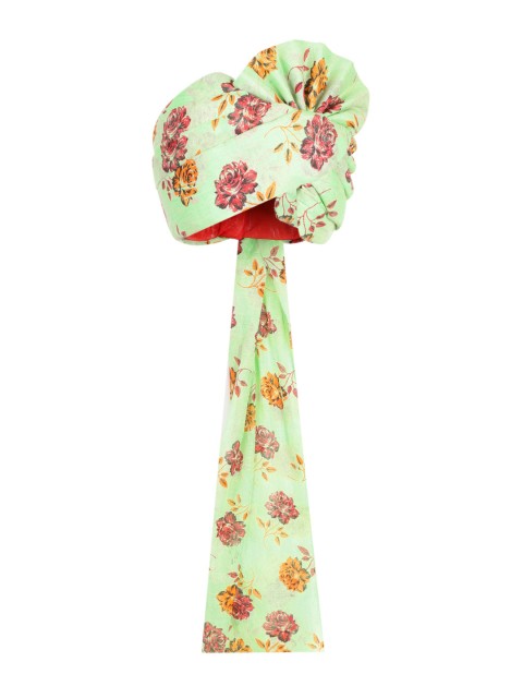 

Tistabene Men Lime Green & Red Floral Print Pagri