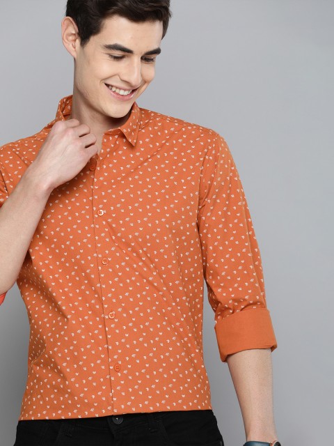 

Mast & Harbour Men Orange & White Regular Fit Printed Casual Shirt