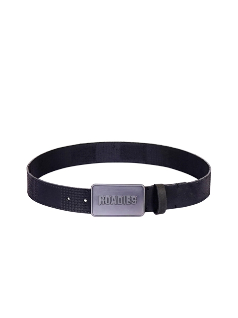 

Justanned Men Black Textured Leather Belt