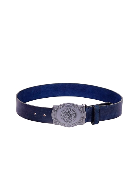 

Justanned Men Navy Blue Solid Leather Belt