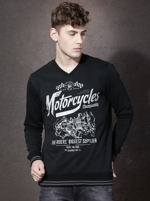 

Roadster Black Printed Sweatshirt