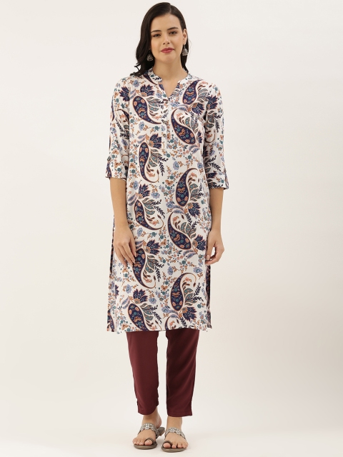 

AMUKTI Women White Ethnic Motifs Printed Kurta