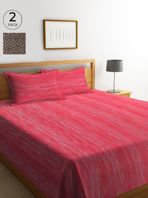 

Klotthe Set of 2 Wooven Design Double Bed Cover with 4 Pillow Covers, Multi