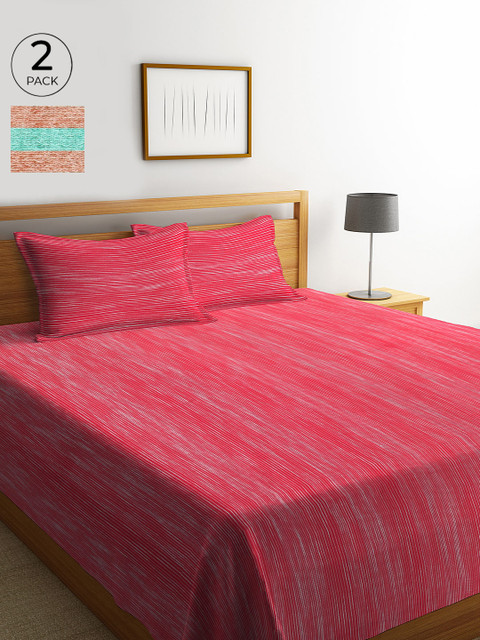 

Klotthe Set of 2 Wooven Design Double Bed Cover with 4 Pillow Covers, Multi