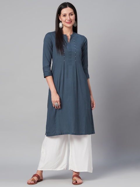 

Biba Women Navy Blue Thread Work Kurta