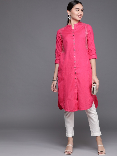 

Biba Women Pink Solid Pathani Kurta