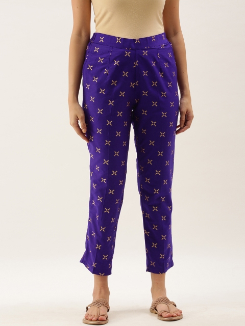 

Anouk Women Purple Ethnic Motifs Printed Cigarette Trousers