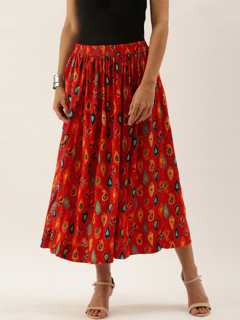 

Anouk Women Red Printed Flared Midi Skirt