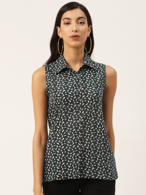 

Trend Arrest Women Black & Beige Regular Fit Printed Casual Shirt