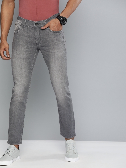 

American Bull Men Grey Slim Fit Mid-Rise Clean Look Stretchable Jeans