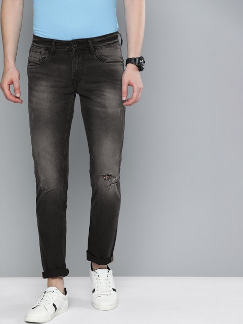 

American Bull Men Black Slim Fit Mid-Rise Mildly Distressed Stretchable Jeans
