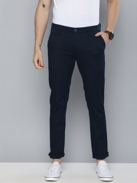 

American Bull Men Navy Blue Slim Fit Solid Chinos
