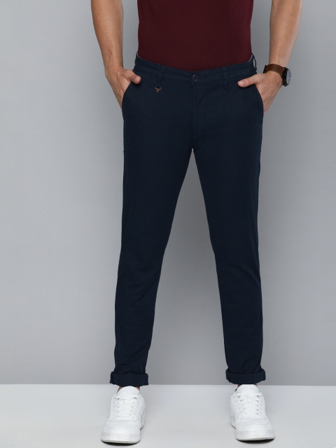

American Bull Men Navy Blue Slim Fit Solid Chinos