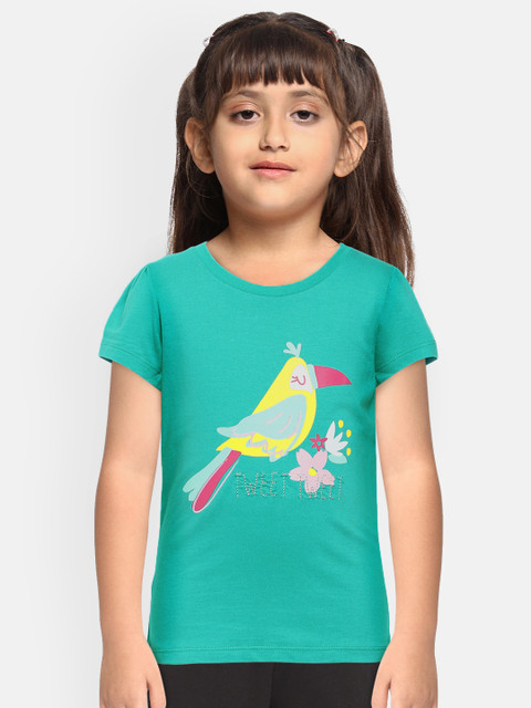 

Loocust Girls Green Ceramic Green Short Sleeves Top
