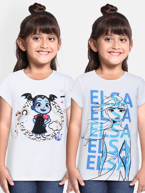 

Loocust Girls White Disney Animals Twin Pack Short Sleeves Top