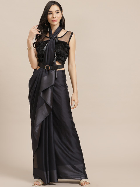 

Nanda Silk Mills Black Solid Saree