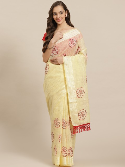 

Nanda Silk Mills Yellow & Red Printed Saree