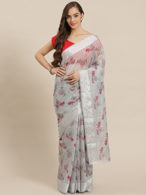 

Nanda Silk Mills Grey & Red Printed Saree