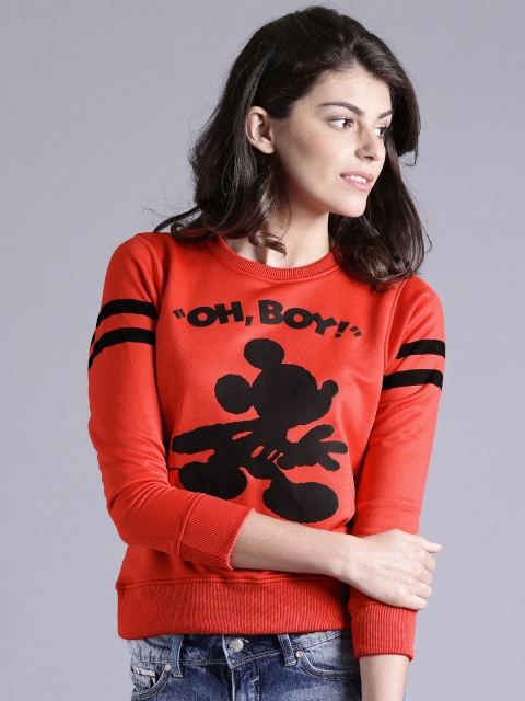 

Kook N Keech Disney Women Coral Red Printed Sweatshirt