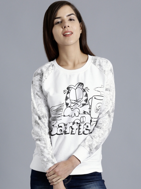 

Kook N Keech Garfield White Printed Sweatshirt