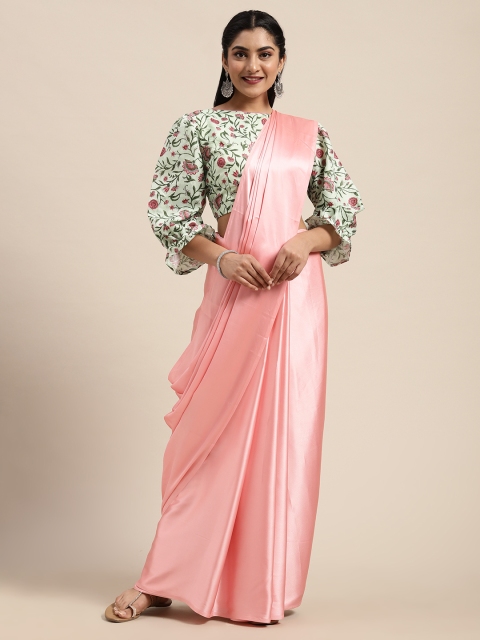 

Tikhi Imli Pink Solid Poly Crepe Saree