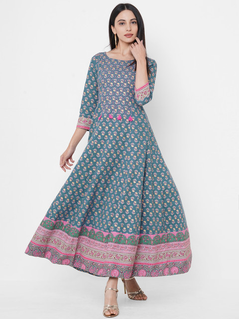 

FASHOR Women Blue Printed Maxi Dress