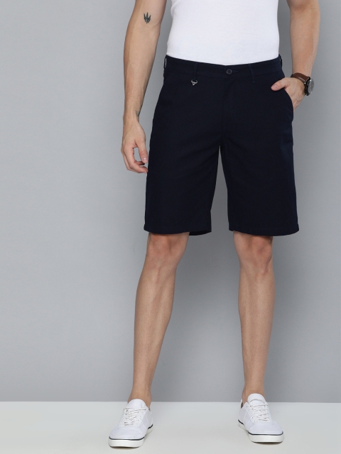 

American Bull Men Navy Blue Solid Slim Fit Chino Shorts