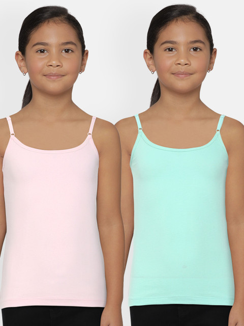 

METRO KIDS COMPANY Girls Pack of 2 Pure Cotton Camisoles, Pink