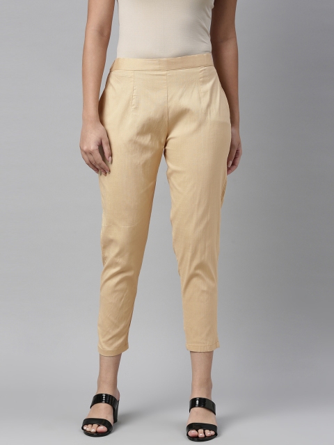 

Swishchick Women Beige Ultra Straight Fit Solid Cigarette Trousers