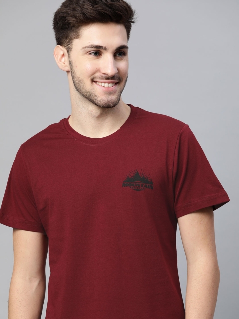 

HERE&NOW Men Maroon Cotton T-shirt