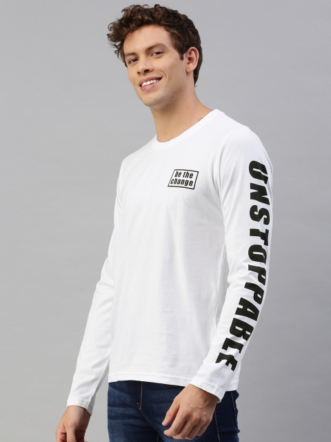 

HERE&NOW Men White Printed Round Neck T-shirt