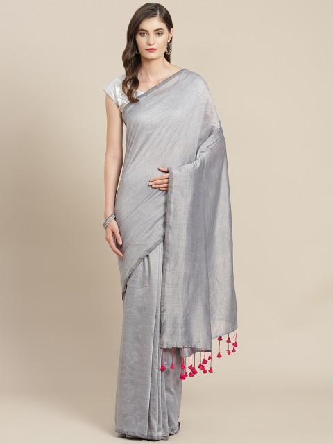 

FIROZA Women Grey Solid Saree